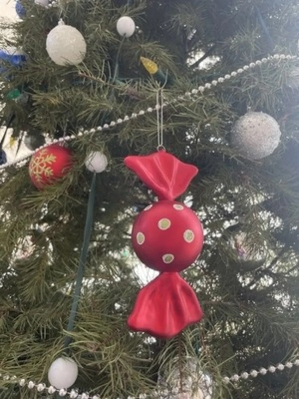 Large Red Polkadot Wrapped Candy Ornament 6